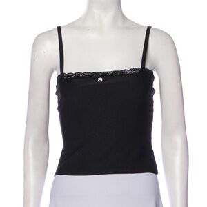 Alexanderwang.t Lace Cami Tank Top Black Logo Rhinestone Accent Size XS